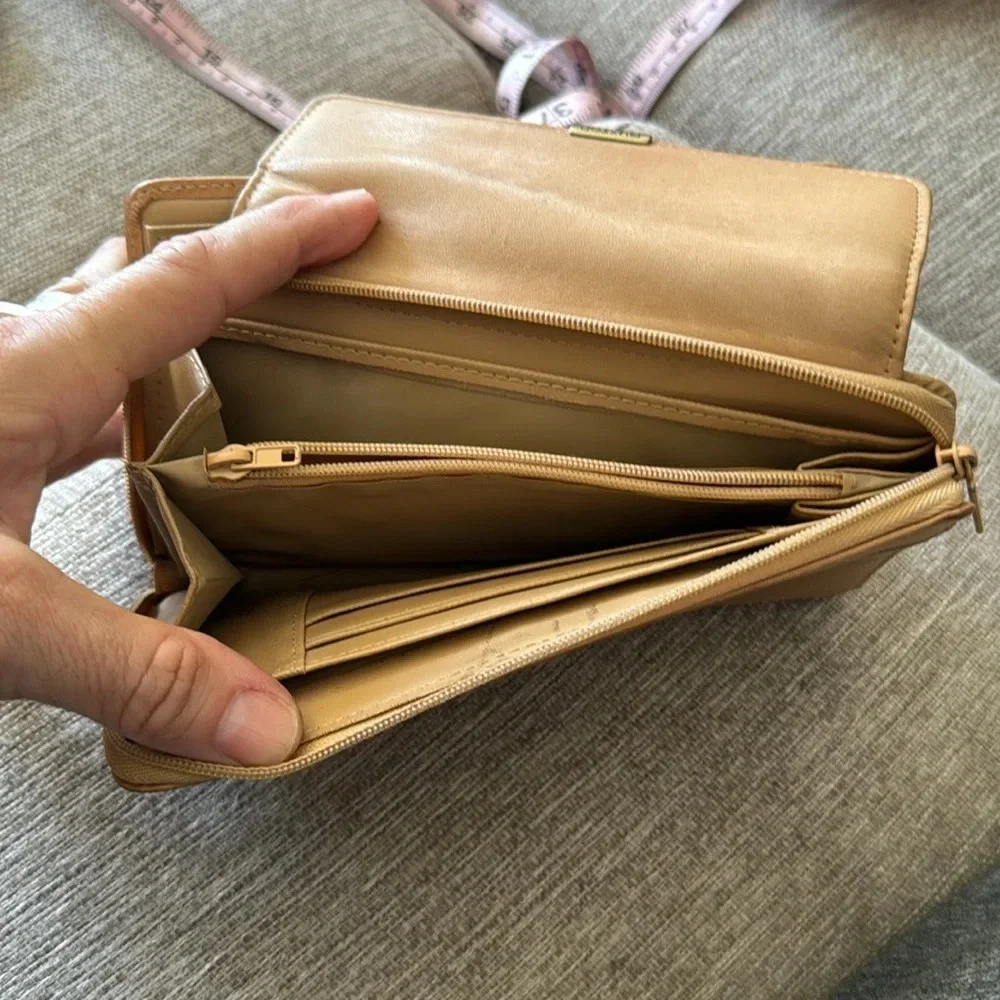 Camel colored genuine cowhide leather wallet by Buxton